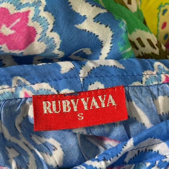 Ruby Yaya Top Womens Small Floral Rhinestone Tassel Resort Art to Wear Boho S - Picture 9 of 12